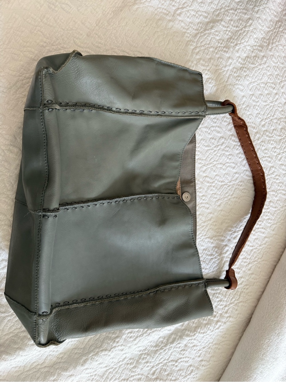 The Sak blue/gray Leather Hobo Bag with Brown Strap - Picture 2 of 6